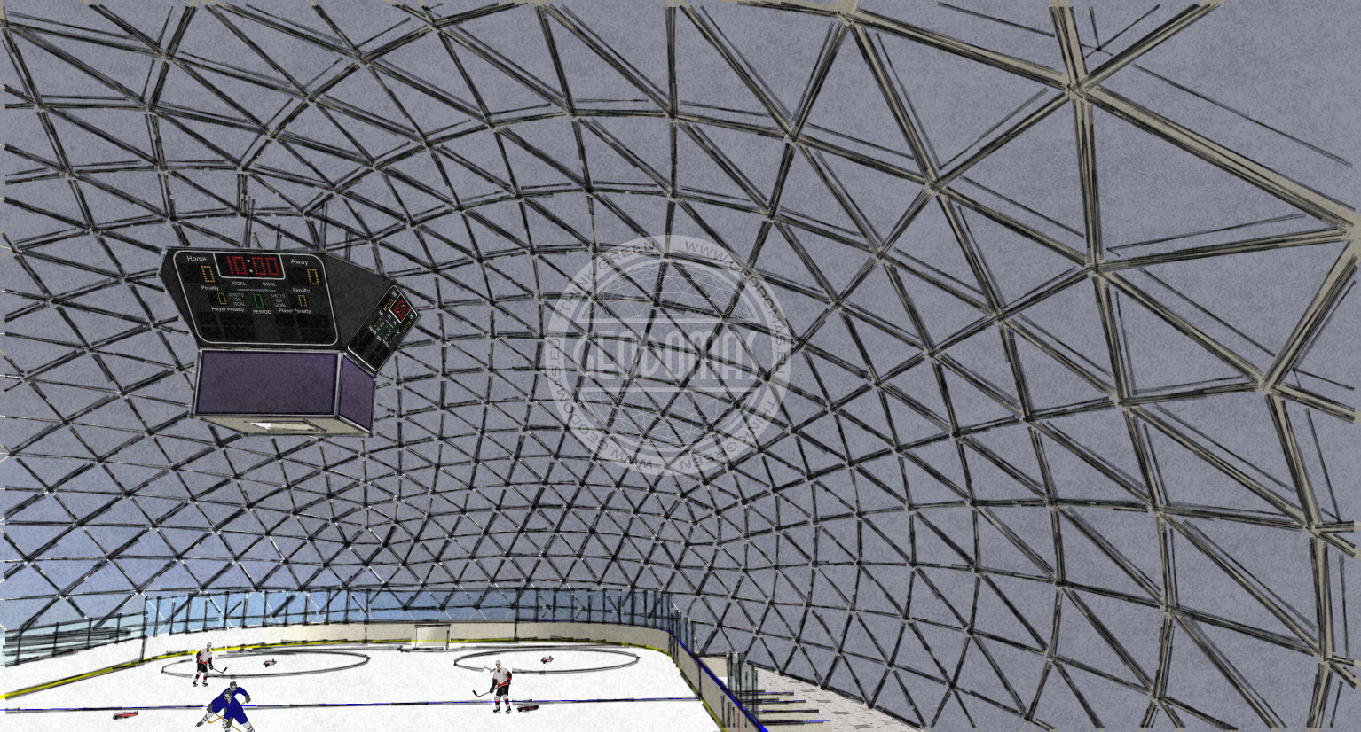 1215m2 ICE SKATING RINK 45X27X10,7M ICE RINK | Glamping Domes