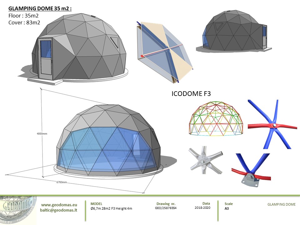 35m² x4set Glamp Royal Resort – Ø6,7m Domes | Zakopane, Poland
