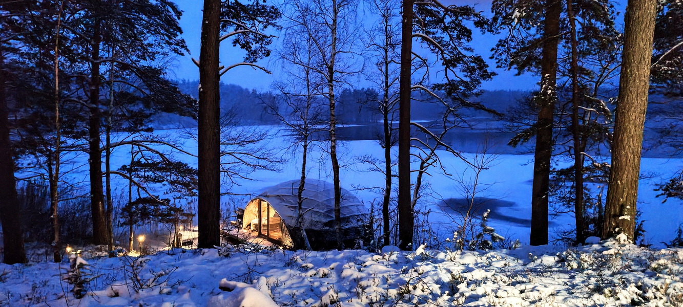 32m² Luxury GlampingBoat | Floating Dome Ø8m, Lakajai LT