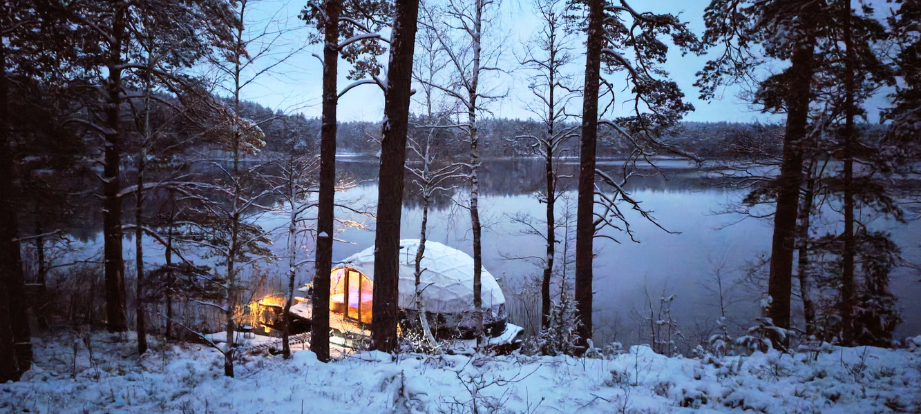 32m² Luxury GlampingBoat | Floating Dome Ø8m, Lakajai LT