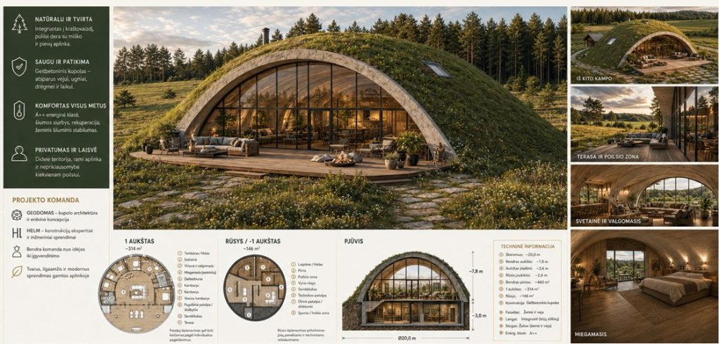 GREENROOF 57m2 NAMAS | COMPACT Betoninis Kupolas · 3