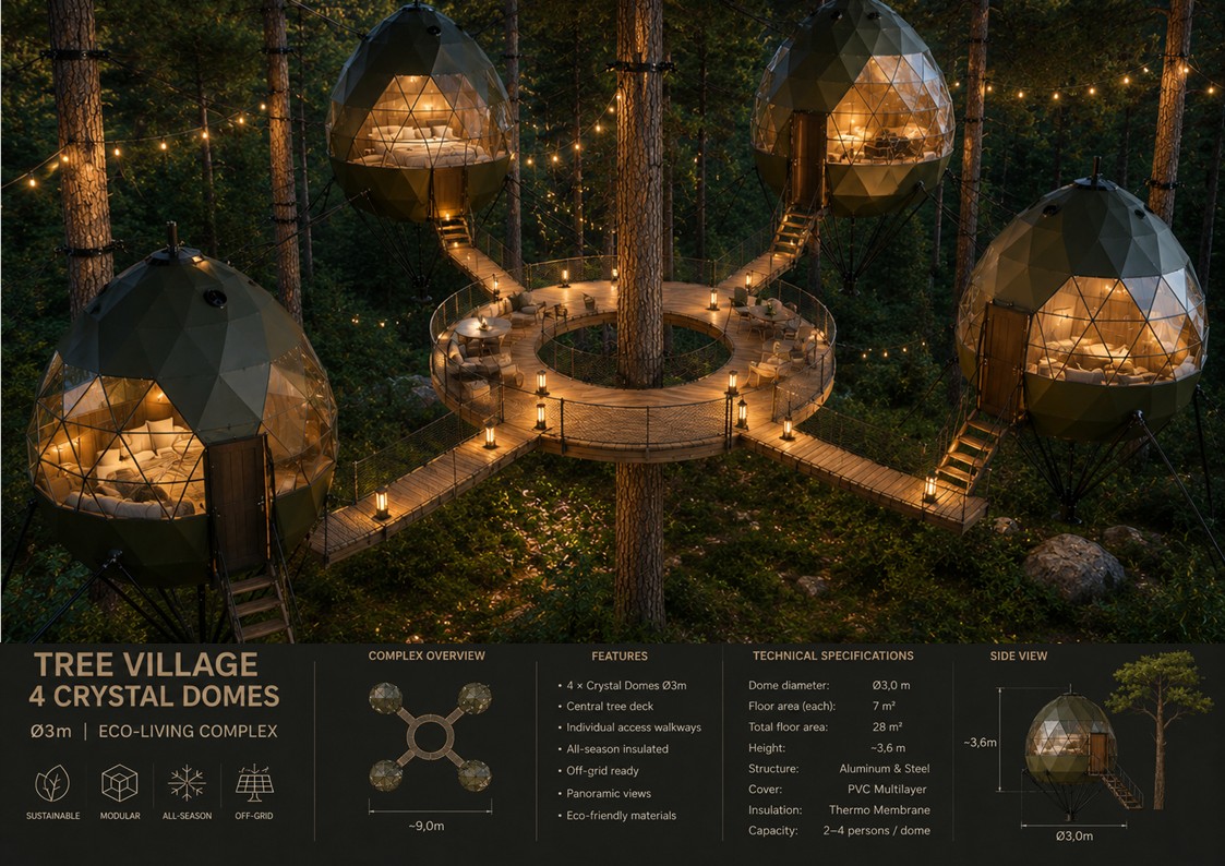 Glamping Apšiltinti kupolai | Privačiam ir Verslo Sektoriui | Daugiasluoksnė Membraninė Sieną | Naujovė !!!