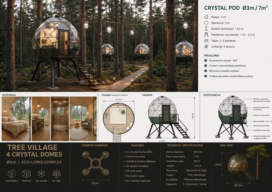 Glamping Apšiltinti kupolai | Privačiam ir Verslo Sektoriui | Daugiasluoksnė Membraninė Sieną | Naujovė !!!